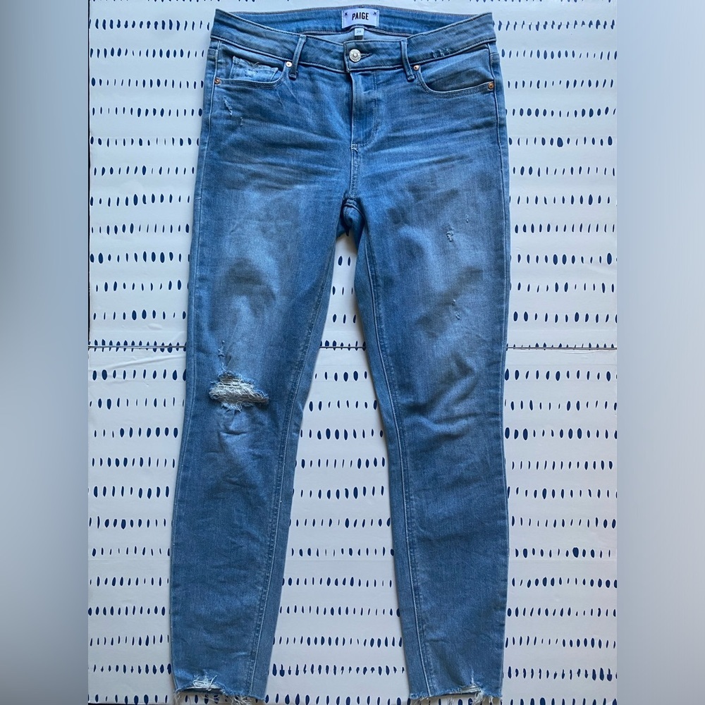 Paige Denim Light Wash Distressed Jeans